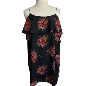 THE HANGER Black Floral Dress Size Large